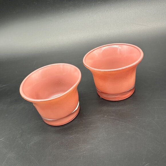 Vintage Tea Light Candle Holders Mauve Pink Glass 1980s Set of 2 Kmart Cottage - Picture 1 of 9
